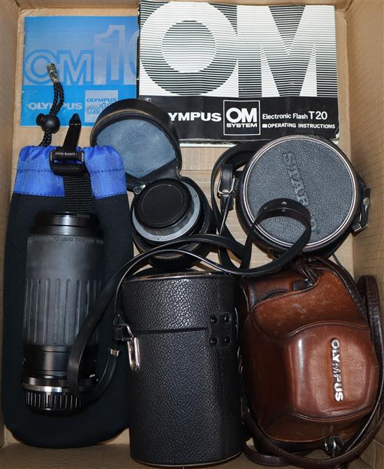 An Olympus camera and lenses